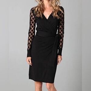 Diane Von Furstenberg Dvf Linda Sheer Polka Dot Sleeves Dress